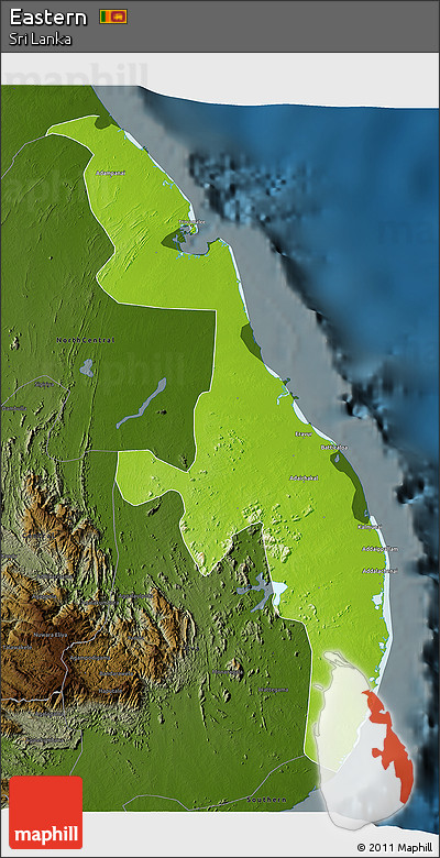 Physical 3D Map of Eastern, darken