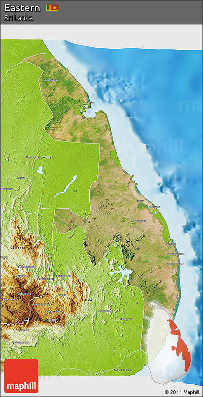 Satellite 3D Map of Eastern, physical outside
