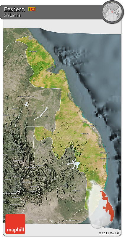 Satellite 3D Map of Eastern, semi-desaturated