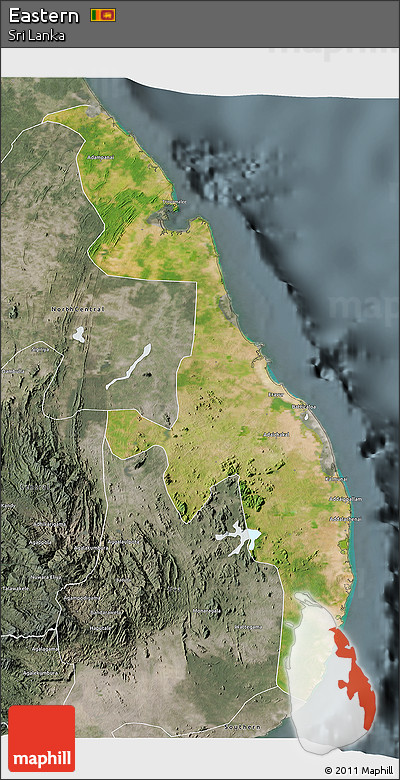 Satellite 3D Map of Eastern, semi-desaturated