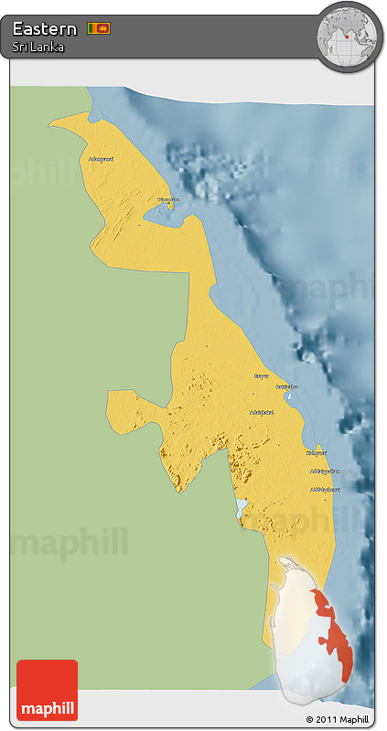 Savanna Style 3D Map of Eastern, single color outside