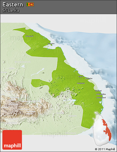 Physical Panoramic Map of Eastern, lighten