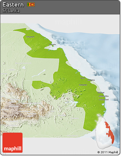 Physical Panoramic Map of Eastern, lighten