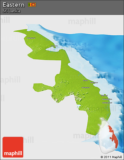 Physical Panoramic Map of Eastern, single color outside