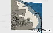 Shaded Relief Panoramic Map of Eastern, darken