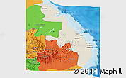 Shaded Relief Panoramic Map of Eastern, political outside