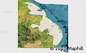 Shaded Relief Panoramic Map of Eastern, satellite outside