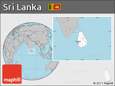 Blank Location Map of Sri Lanka, gray outside