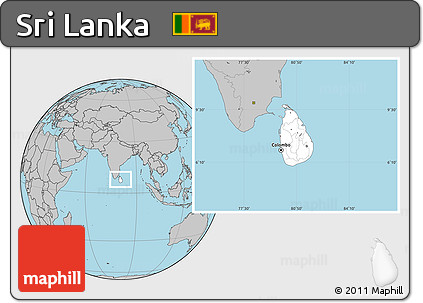 Blank Location Map of Sri Lanka, gray outside