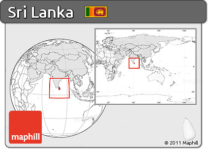 Blank Location Map of Sri Lanka, highlighted continent, within the entire continent