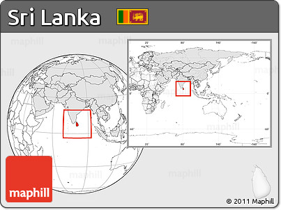 Blank Location Map of Sri Lanka, highlighted continent, within the entire continent