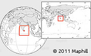 Blank Location Map of Sri Lanka, highlighted continent, within the entire continent