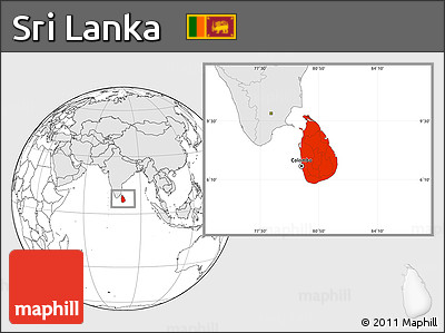Blank Location Map of Sri Lanka, highlighted continent