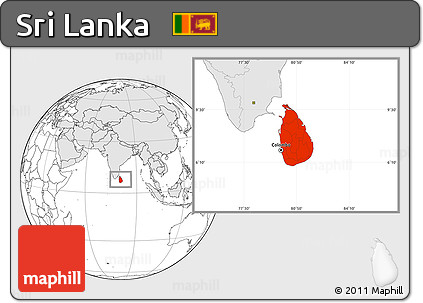 Blank Location Map of Sri Lanka, highlighted continent
