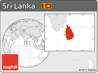 Blank Location Map of Sri Lanka, highlighted continent