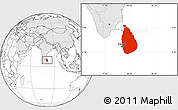 Blank Location Map of Sri Lanka, highlighted continent