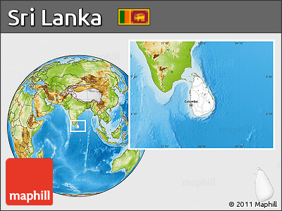 Blank Location Map of Sri Lanka, physical outside