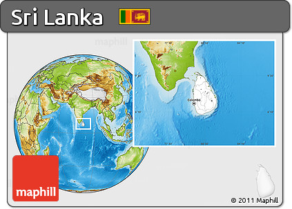 Blank Location Map of Sri Lanka, physical outside