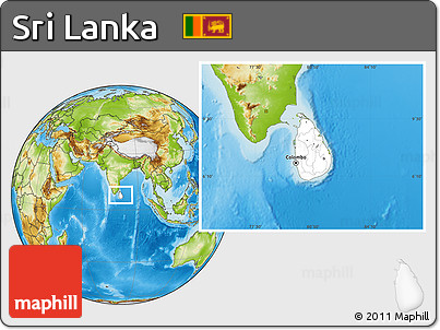 Blank Location Map of Sri Lanka, physical outside