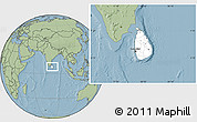 Blank Location Map of Sri Lanka, savanna style outside, hill shading outside