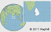 Blank Location Map of Sri Lanka, savanna style outside