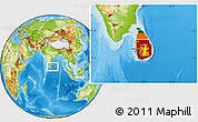 Flag Location Map of Sri Lanka, physical outside