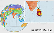 Flag Location Map of Sri Lanka, political outside