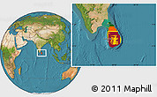 Flag Location Map of Sri Lanka, satellite outside