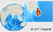 Flag Location Map of Sri Lanka, shaded relief outside