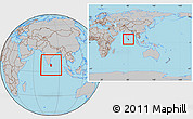 Gray Location Map of Sri Lanka, within the entire continent