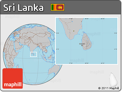 Gray Location Map of Sri Lanka, hill shading inside