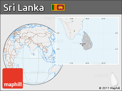 Gray Location Map of Sri Lanka, lighten