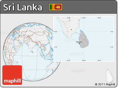 Gray Location Map of Sri Lanka, lighten