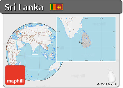 Gray Location Map of Sri Lanka, lighten, land only