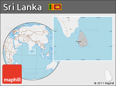 Gray Location Map of Sri Lanka, lighten, land only
