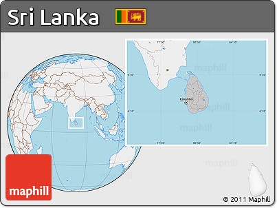 Gray Location Map of Sri Lanka, lighten, land only