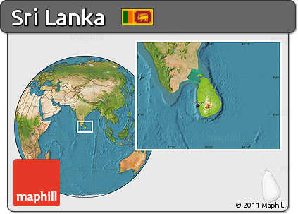 Physical Location Map of Sri Lanka, satellite outside
