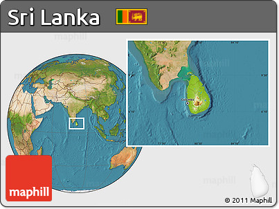 Physical Location Map of Sri Lanka, satellite outside