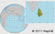 Satellite Location Map of Sri Lanka, gray outside