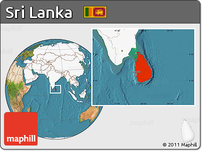 Satellite Location Map of Sri Lanka, highlighted continent