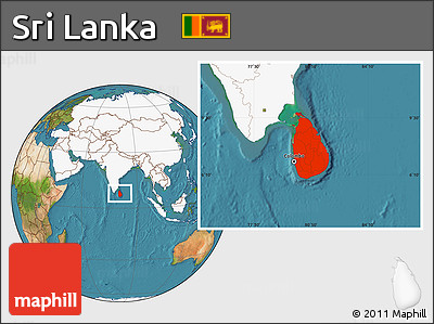 Satellite Location Map of Sri Lanka, highlighted continent