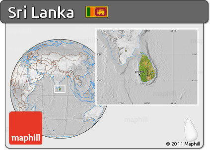 Satellite Location Map of Sri Lanka, lighten, desaturated