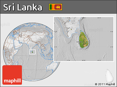 Satellite Location Map of Sri Lanka, lighten, desaturated