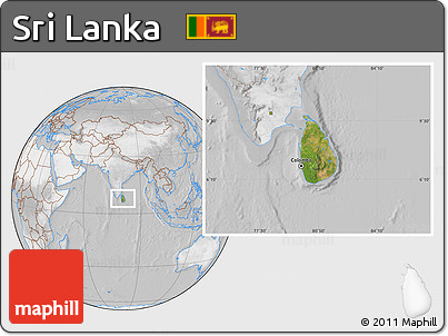 Satellite Location Map of Sri Lanka, lighten, desaturated