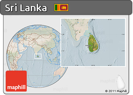 Satellite Location Map of Sri Lanka, lighten