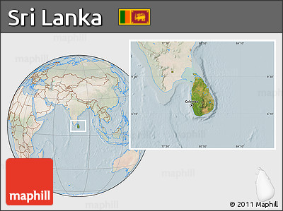 Satellite Location Map of Sri Lanka, lighten