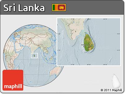 Satellite Location Map of Sri Lanka, lighten