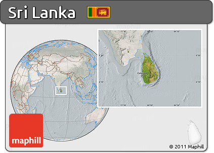 Satellite Location Map of Sri Lanka, lighten, semi-desaturated