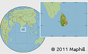 Satellite Location Map of Sri Lanka, savanna style outside