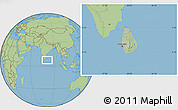 Savanna Style Location Map of Sri Lanka, hill shading inside